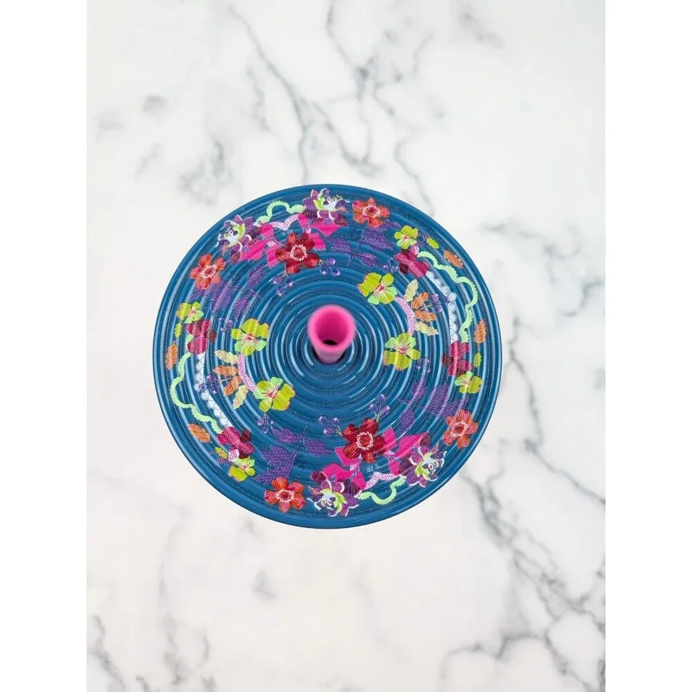 Starbucks Fall 2025 Pink & Blue Floral Pleated Soft Touch Tumbler 24oz Venti Cup
